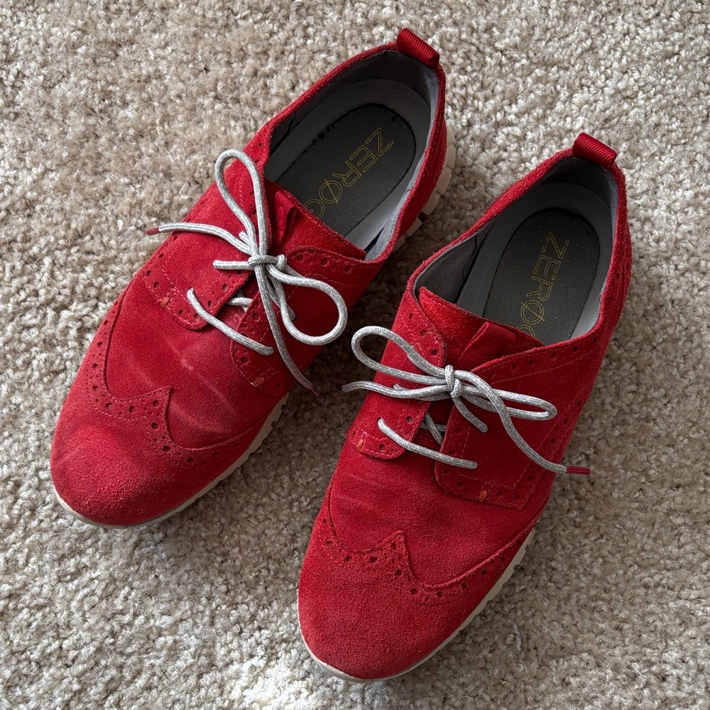 Cole Haan Red Suede Women's Oxfords